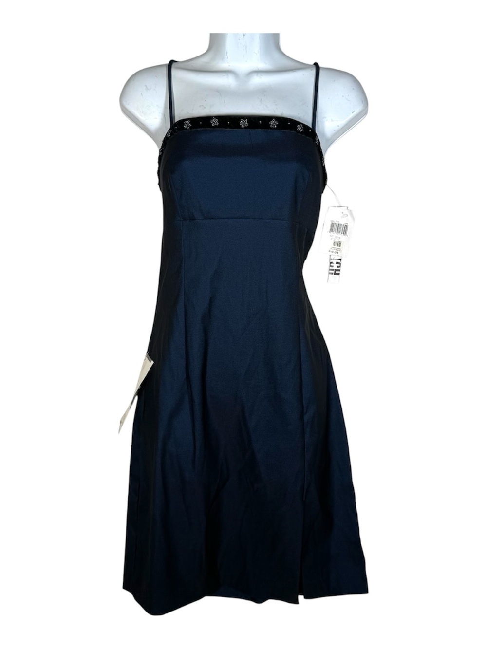 NWT RAMPAGE Y2K Navy Blue Cocktail Dress Sleeveless Spaghetti Straps